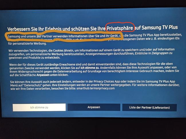 Überschrift Privatsphäre und dann 