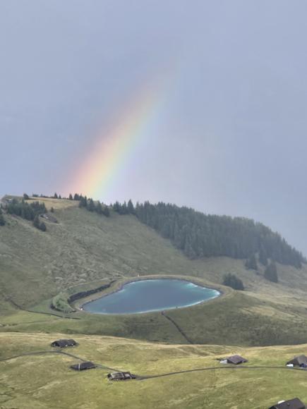 Regen und Sonne gibt Regenbogen. Die hatten wir an