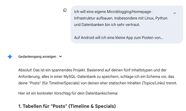 Google Gemini hilft mir beim Aufbau der Homepage
