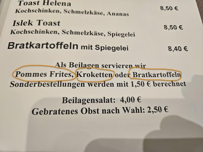 Ok, dann muss ich halt Kartoffeln essen. Andere Be